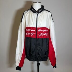 Vintage Snap On Swingster Racing Jacket Nascar Windbreaker Mens 3XL USA Made Red